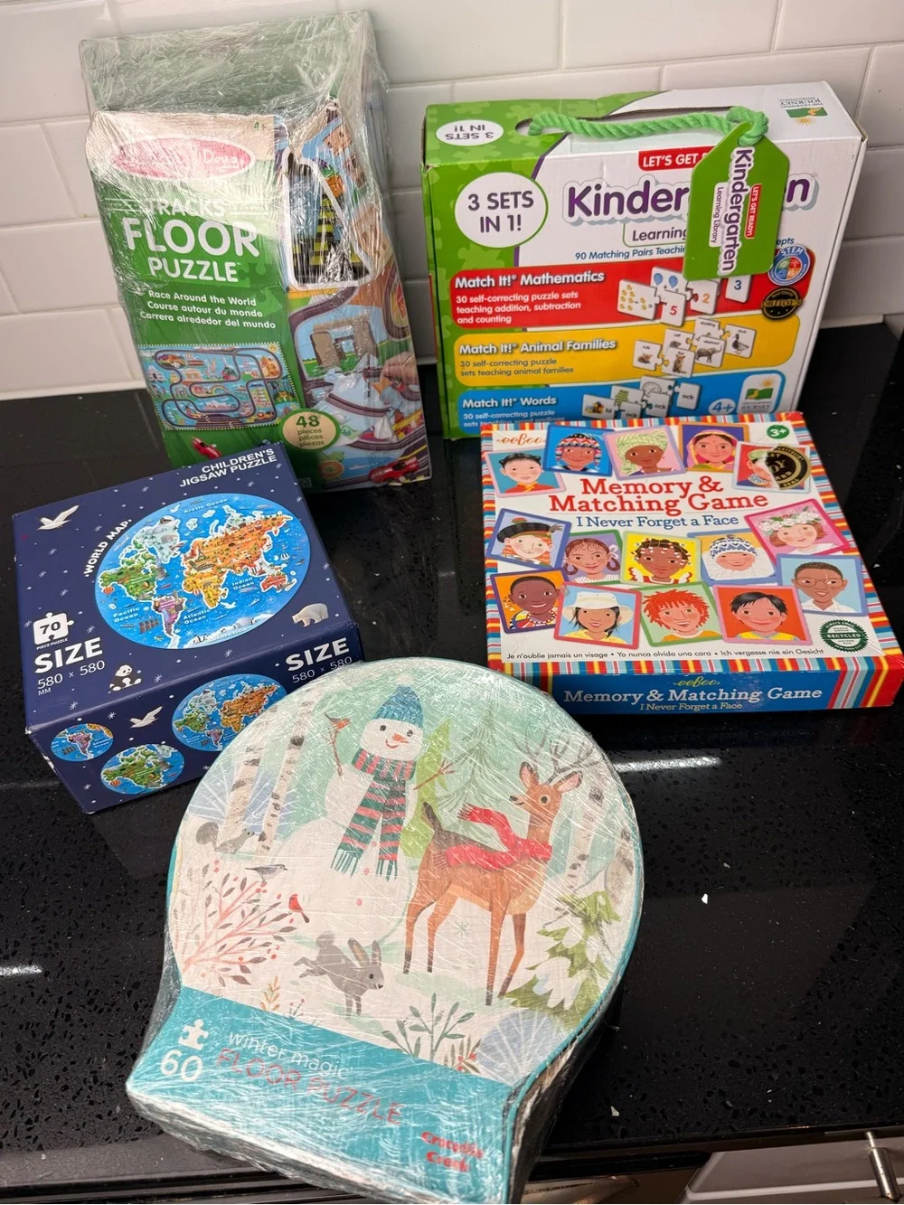 Kids’ Educational Puzzles & Learning Games – Set of 5 – All Pieces Included
